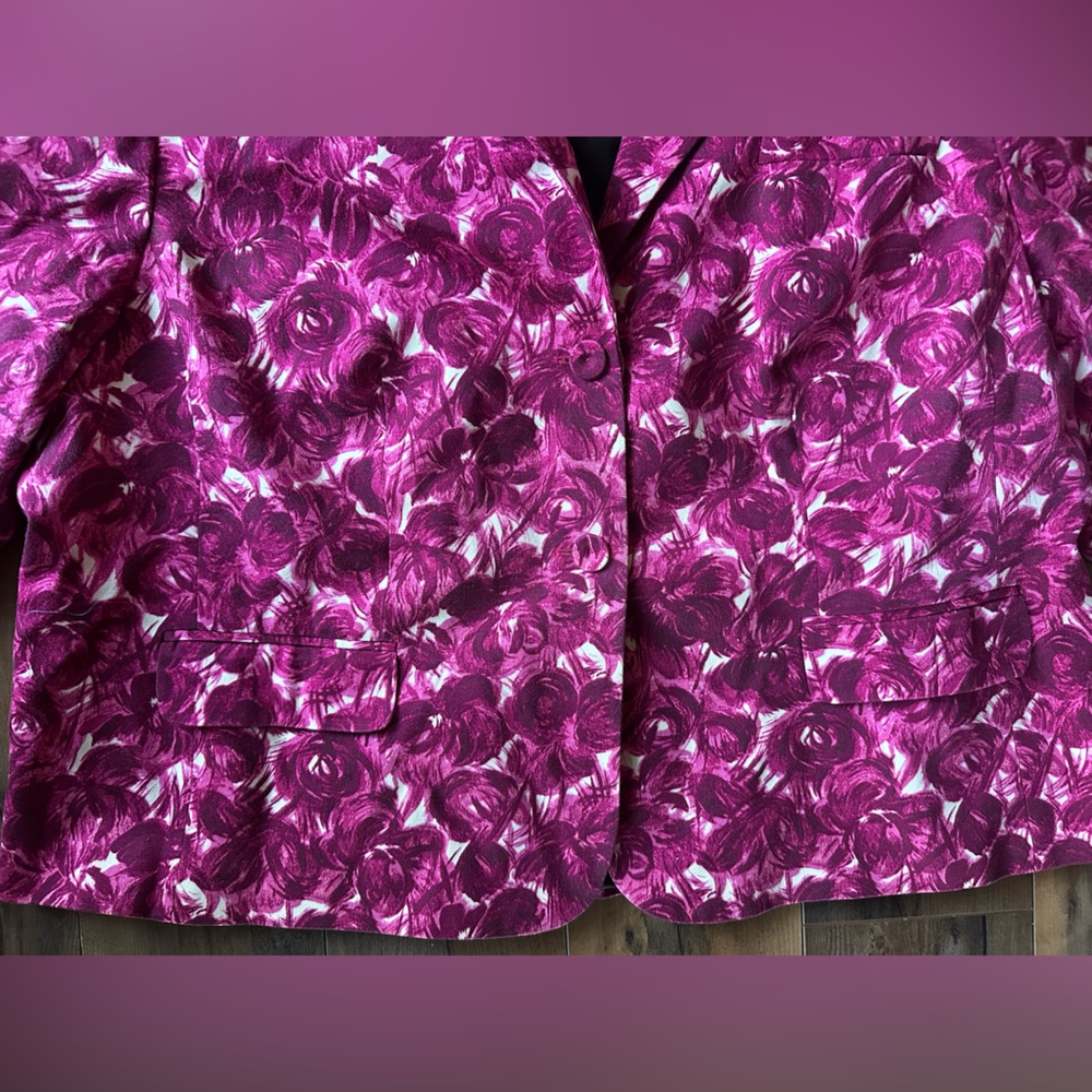 Talbots Pink Floral Blazer Jacket Plus Size 22W Rose Print Statement - Picture 3 of 7